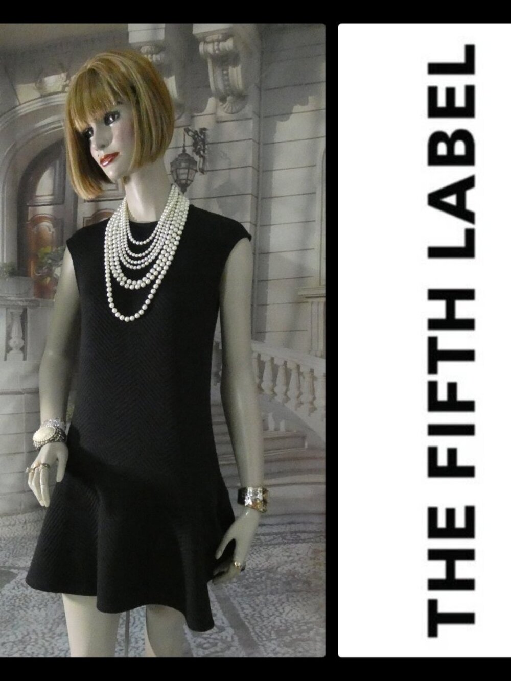 The Fifth Label Dress Black New with Tag Open Back A-Line Size 6 Chevron Quilted